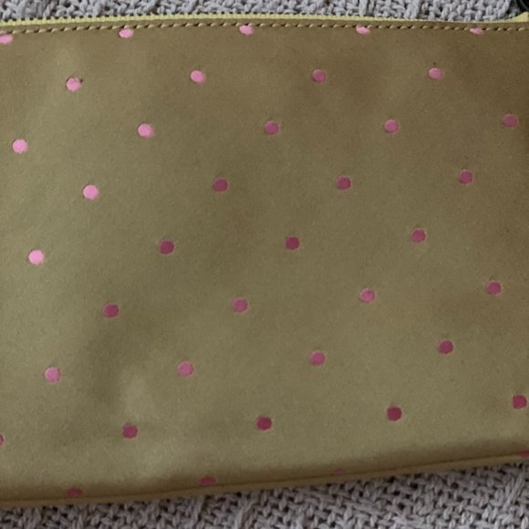 Vintage J. Crew Green with Pink Polka Dot Silk Clutch with Chain - Picture 7 of 10